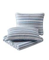 Nautica Jettison Grey/Blue Cotton Reversible 3-Piece Quilt Set, King