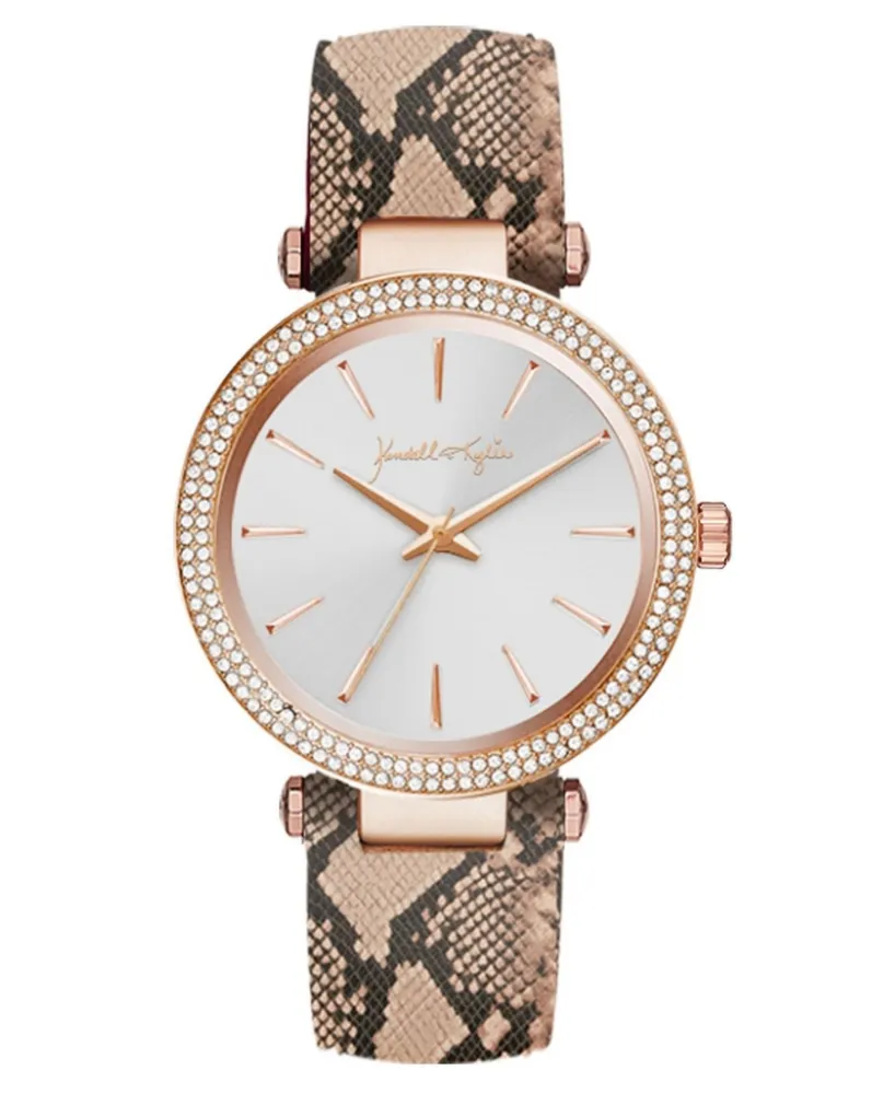 Women's Kendall + Kylie Rose Gold Tone with Blush Snakeskin Stainless Steel Strap Analog Watch 40mm