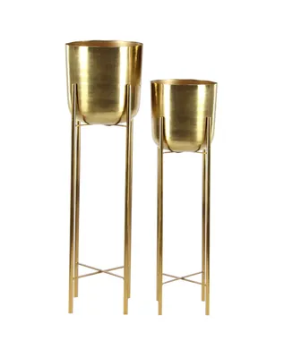CosmoLiving by Cosmopolitan Set of 2 Gold Metal Glam Planter, 39", 46" - Gold