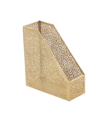 CosmoLiving by Cosmopolitan Gold Iron Glam Magazine Holder, 12 x 5 x 10 - Gold
