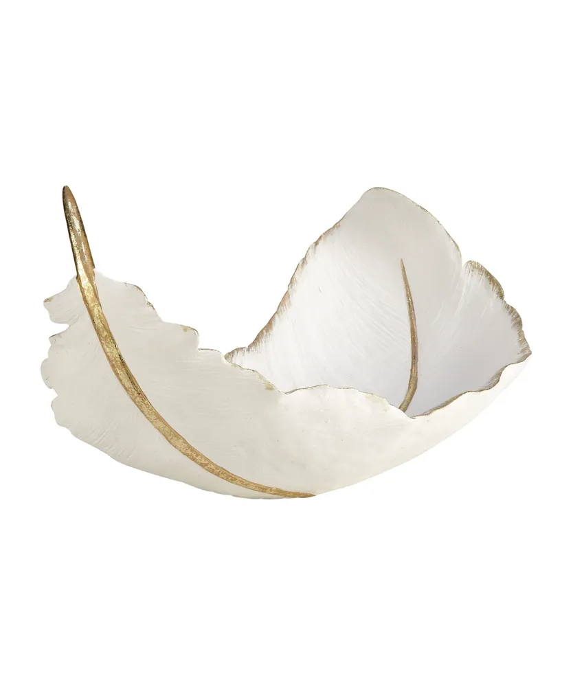 CosmoLiving by Cosmopolitan White Resin Glam Decorative Bowl, 8 x 13 x 8