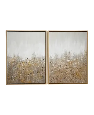 Multimedia and Abstract Art Paintings with Glitter, Set of 2 - Gold