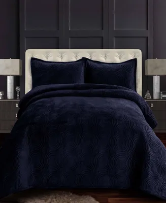 Tribeca Living Capri Medallion Velvet Oversized Solid 2 Piece Quilt Set, Twin