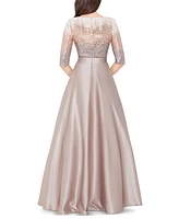 Betsy & Adam Embellished Satin Gown