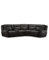 Lenardo 5-Pc. Leather Sectional with Power Motion Recliners and Console