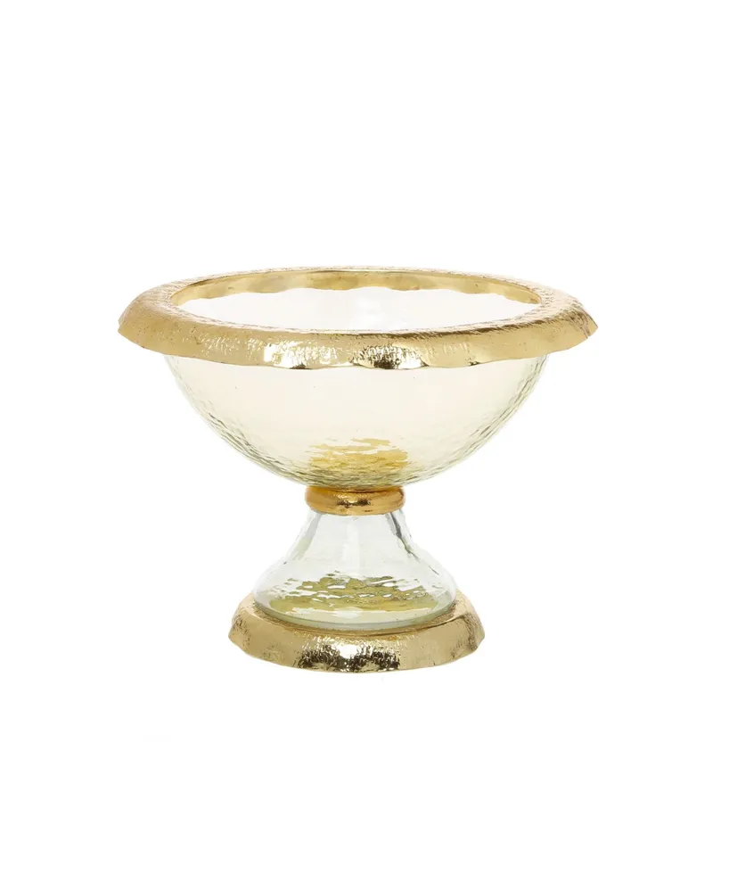 Glass Footed Bowl with Border - Gold
