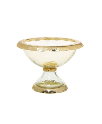 Glass Footed Bowl with Border - Gold
