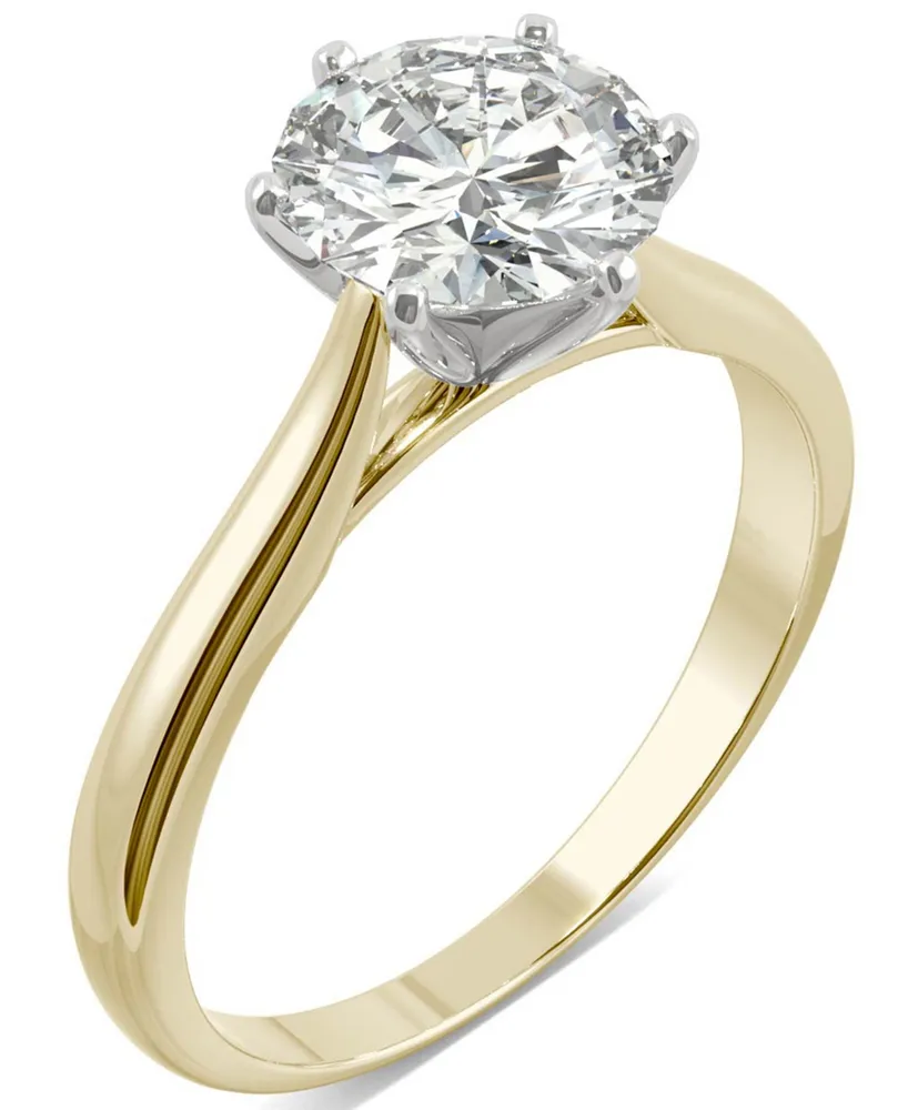 Moissanite Solitaire Engagement Ring 1-1/2 ct. t.w. Diamond Equivalent 14k White Gold or Yellow