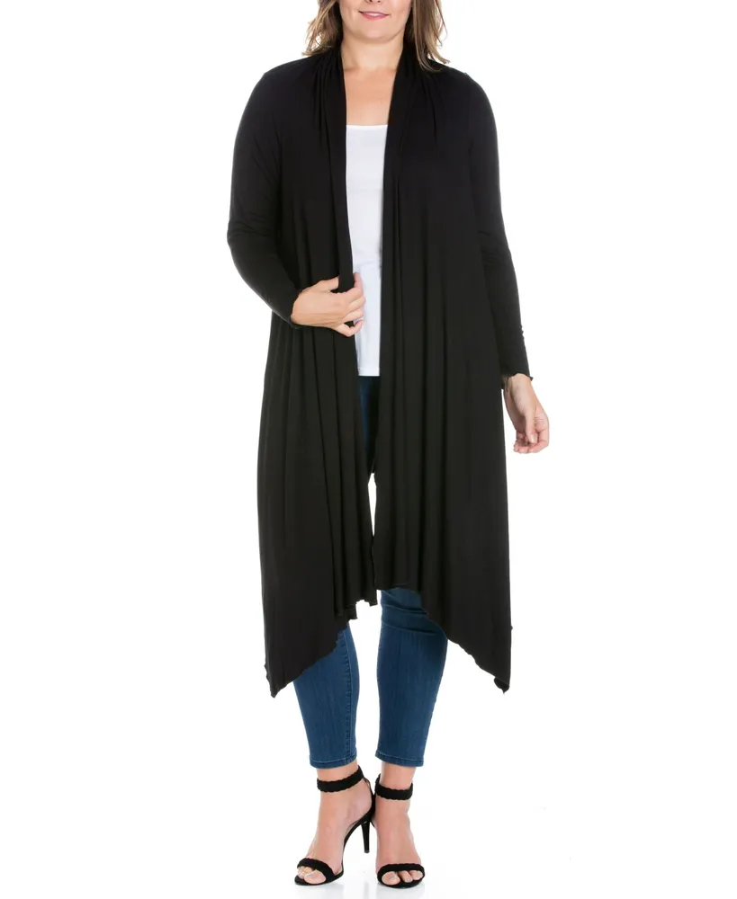 Women's Plus Extra Long Open Front Cardigan