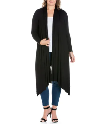 Women's Plus Extra Long Open Front Cardigan