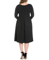 Women's Plus Fit and Flare Midi Dress