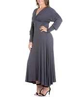 Women's Plus Bishop Sleeves Maxi Dress