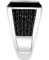 Effy Men's Onyx, Black Spinel & Diamond (1/20 ct. t.w.) Ring in Sterling Silver