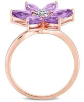 Amethyst and Diamond Floral Ring