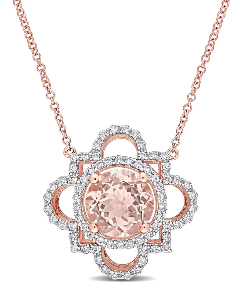 Morganite and Diamond Quatrefoil Necklace