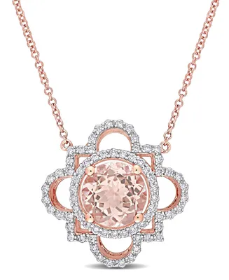 Morganite and Diamond Quatrefoil Necklace