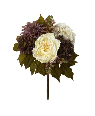 Peony, Hydrangea and Dahlia Artificial Flower Bouquet, Set of 2