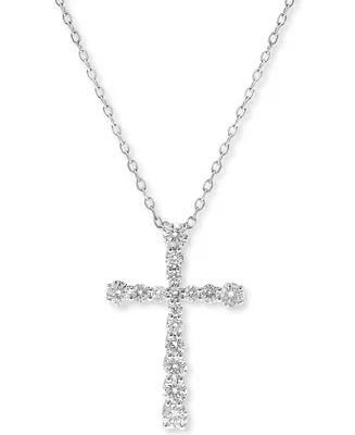Diamond Cross Pendant Necklace (1/2 ct. t.w.) 14K Gold or White