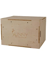 Sunny Health & Fitness Wood Plyo Box with Removable Foam Cover, 500lb Weight Capacity and 3 in 1 Height Adjustment - 30"/24"/20"