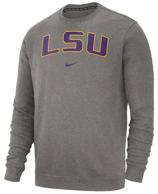 Nike Lsu Tigers Men's Cotton Club Crew Neck Sweatshirt