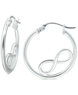 Giani Bernini Infinity Accent Small Hoop Earrings in Sterling Silver, 0.75", Created for Macy's