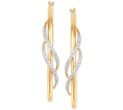 Diamond Twist Medium Twist Hoop Earrings (1/5 ct. t.w.) in 10k Gold, 1.5"