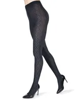 MeMoi Women's Crossing Diamond Patterned Sweater Tights