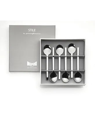 Mepra Gift Box Moka Spoons Stile Flatware Set, Set of 6 - Silver