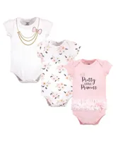 Little Treasure Baby Girls Cotton Bodysuits 3pk, Pretty Princess, 9-12 Months