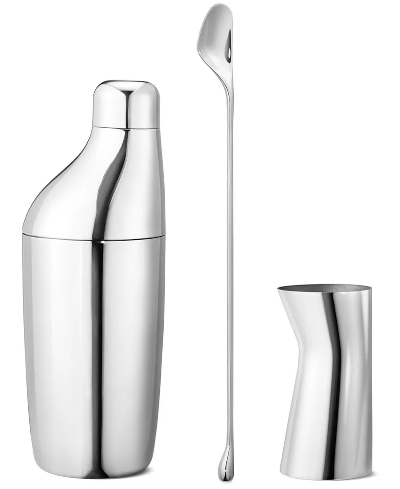 Georg Jensen Sky Cocktail Set - Shaker, Stirring Spoon and Jigger, 3 Piece