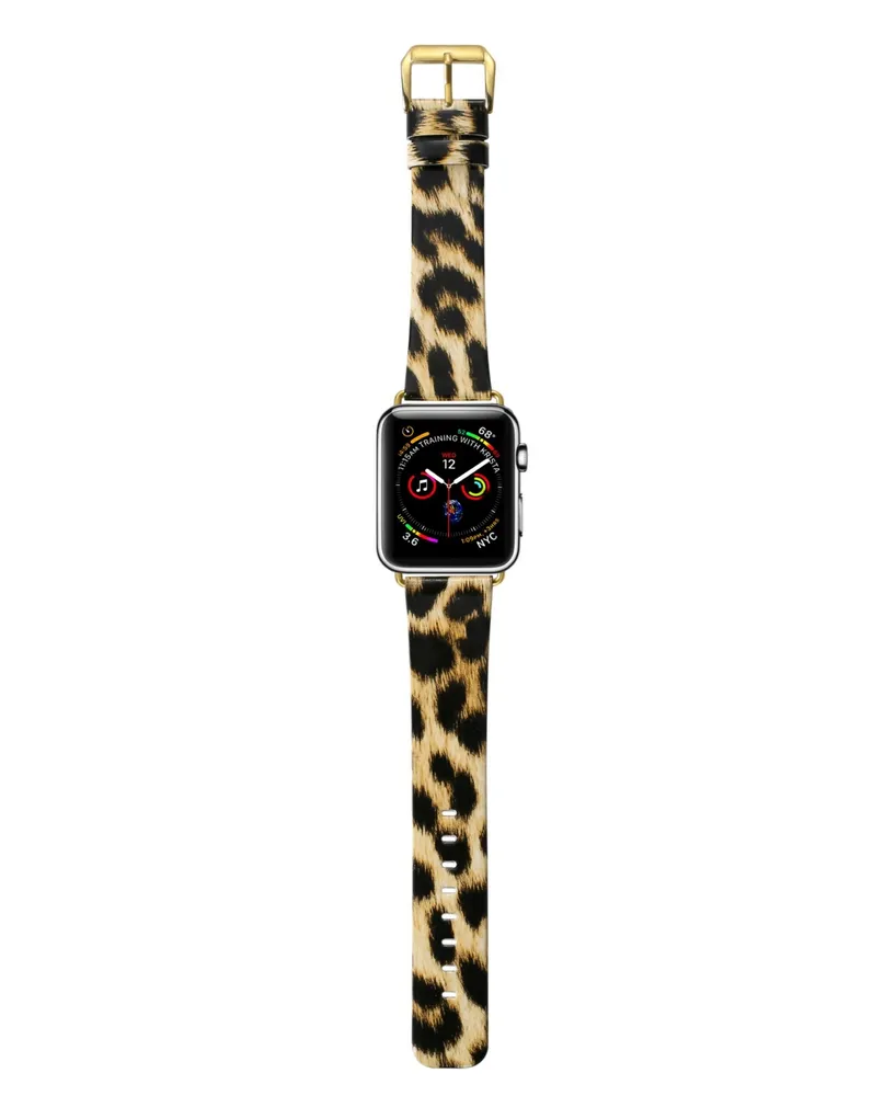 Unisex Leopard Patent Leather Replacement Band for Apple Watch, 42mm