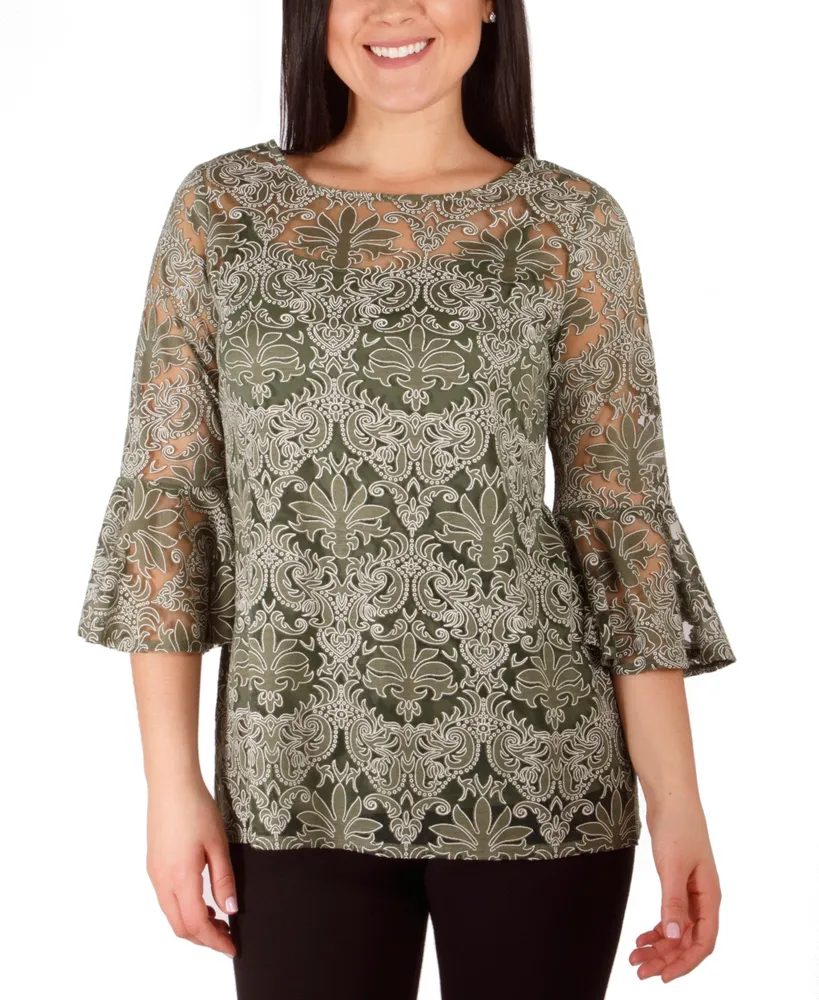 Women's Bell Sleeve Blouse and Solid Camisole