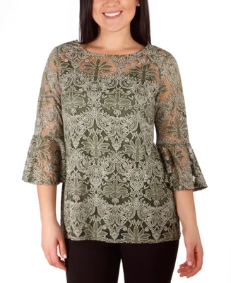 Women's Bell Sleeve Blouse and Solid Camisole