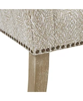 Madison Park Welburn 49.5" Upholstered Bench with Back Wood Legs