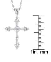 Cubic Zirconia Cross Pendant 18" Necklace Silver Plate or Gold