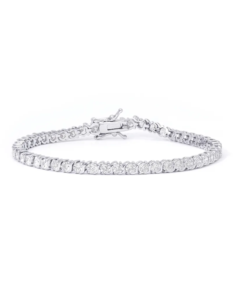 Cubic Zirconia "S" Link Bracelet in Silver Plate