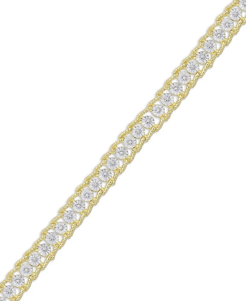 Diamond Accent Rope Edge Tennis Bracelet in Gold Plate