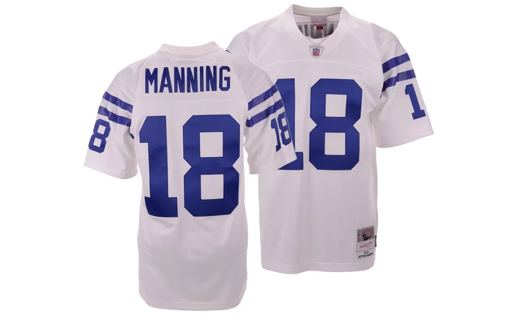 Men's Mitchell & Ness Peyton Manning White Indianapolis Colts Retired Player Name & Number Mesh Top