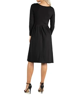 Women's Midi Length Fit and Flare Dress