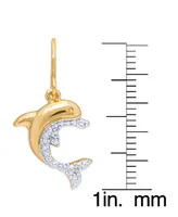 Diamond Accent Dolphin Fishhook Ball Gold Plate Or Silver Plate Stud Set