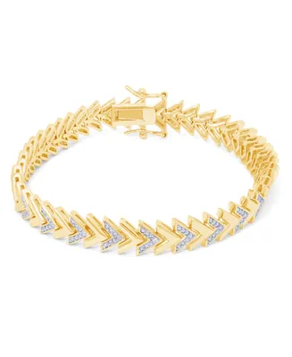 Diamond Accent Chevron Gold Plate Bracelet