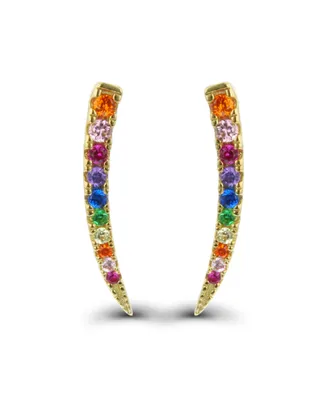 Multi Color Cubic Zirconia Graduated Ear Climbers Sterling Silver (Also 14k Gold Over Silver)