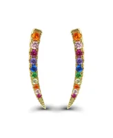 Multi Color Cubic Zirconia Graduated Ear Climbers Sterling Silver (Also 14k Gold Over Silver)