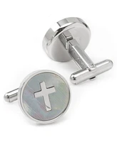 Men's Cross Mother of Pearl Stainless Steel Cufflinks