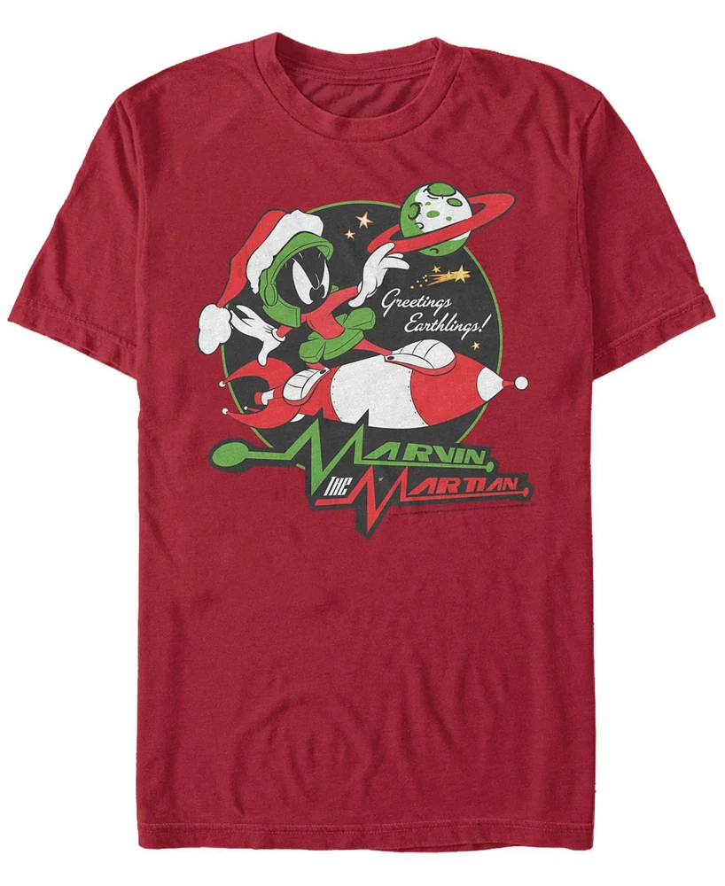 Men's Looney Tunes Christmas Marvin Short Sleeve T-shirt