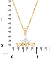 Disney Children's Princess Tiara 15" Pendant Necklace in 14k Gold