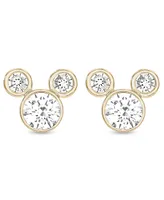 Disney Children's Cubic Zirconia Birthstone Mickey Mouse Stud Earrings 14k Gold