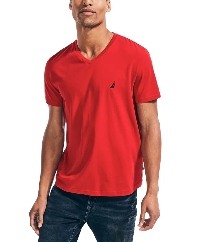 Nautica Men's J-Class Logo Classic-Fit Cotton V-Neck T-Shirt