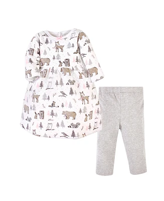 Hudson Baby Toddler Girls Hudson Quilted Cotton Long-Sleeve Dress and Leggings 2pc Set