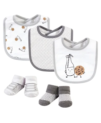 Hudson Baby Infant Boy Cotton Bib and Sock Set 5pk